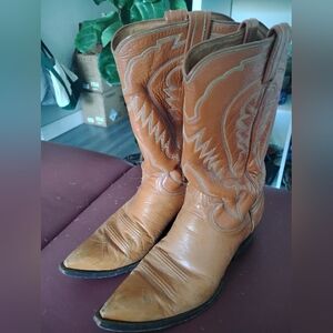 Tony Lama Tan Leather Cowboy Boots